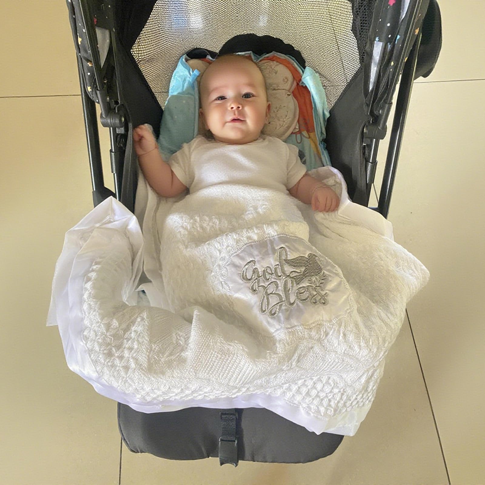 Runeaoys Baptism gifts blanket; unisex design for christenings and baby showers.