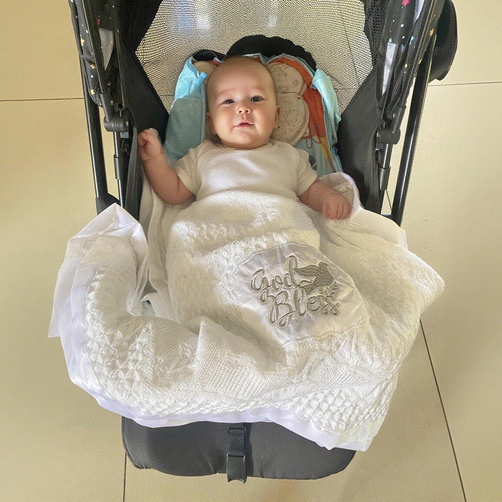 Runeaoys Baptism gifts blanket; unisex design for christenings and baby showers.