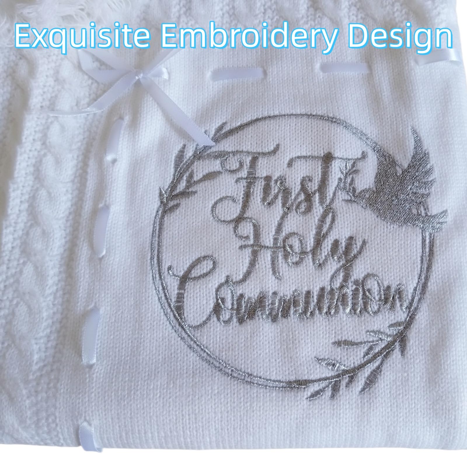 Runeaoys Christening gift, soft knitted blanket, ideal for newborn blessing ceremonies.