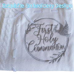 Runeaoys Christening gift, soft knitted blanket, ideal for newborn blessing ceremonies.
