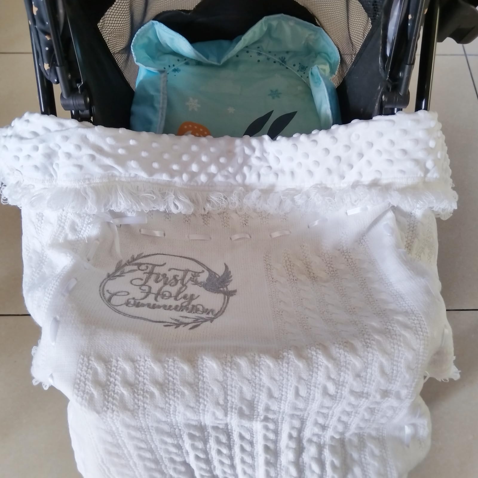 Runeaoys keepsake baptism gift, elegant white covering for ceremonies.