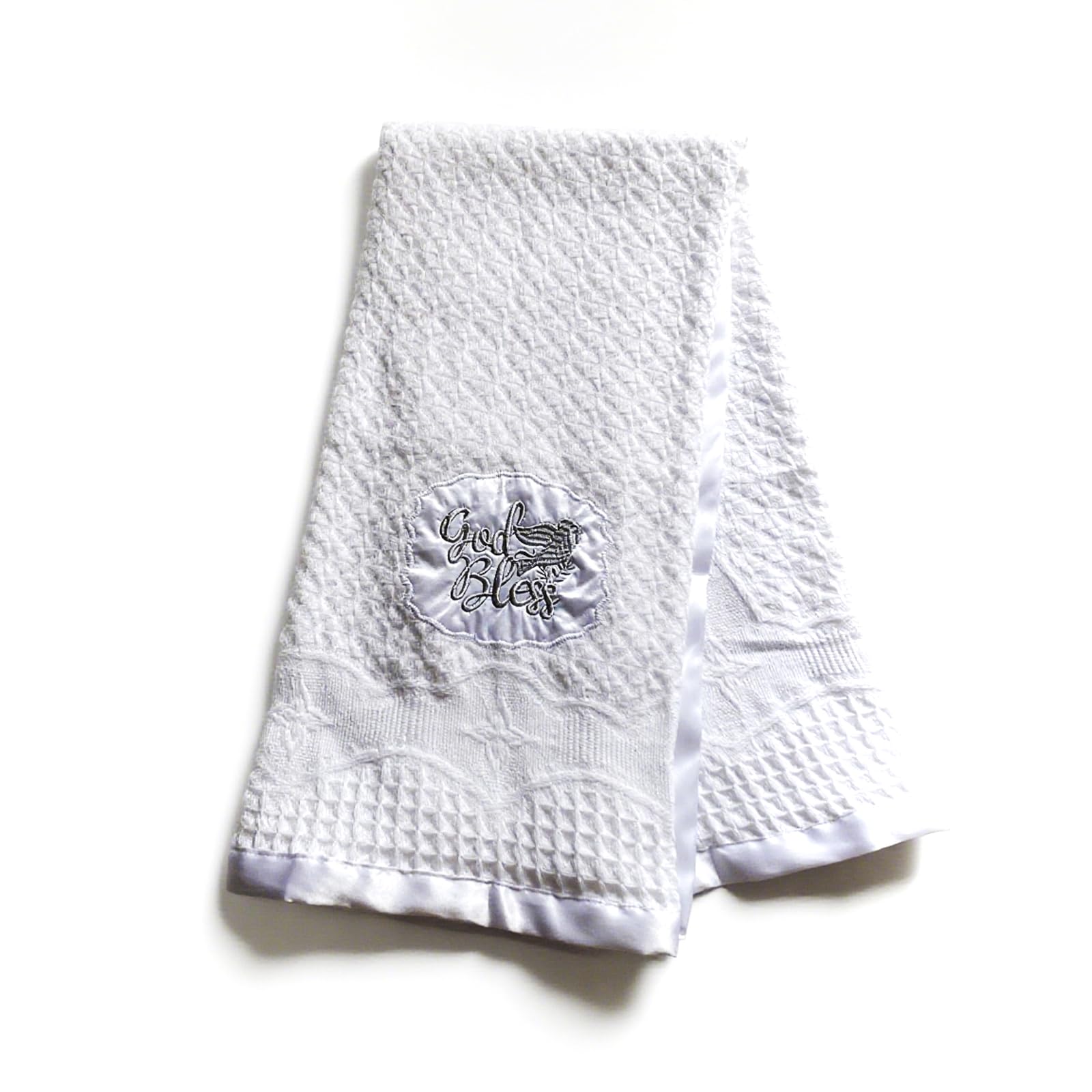 Runeaoys Satin bordered baptism blanket; elegant touch for special moments.