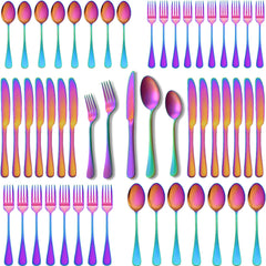 Runfly Rainbow Silverware Set knife with mirror finish for precise, effortless cutting at home