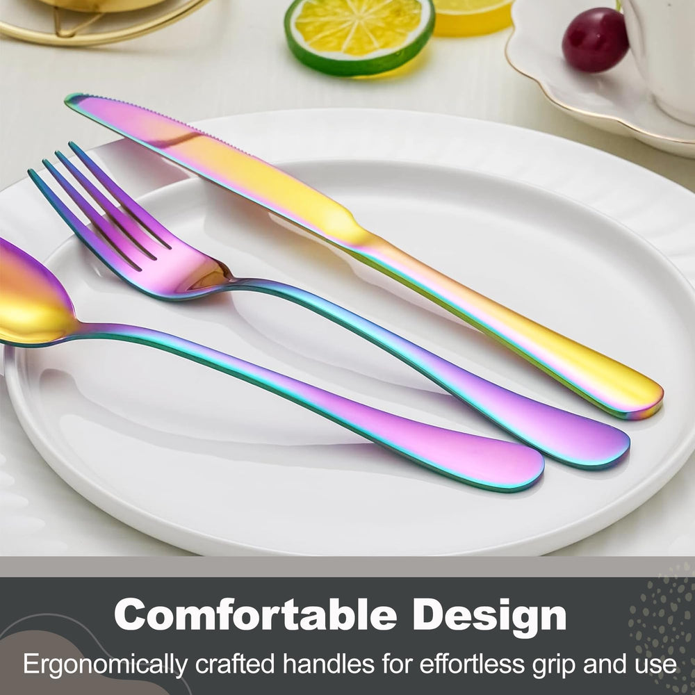Runfly Rainbow Silverware Set salad fork for easy greens and confident bites
