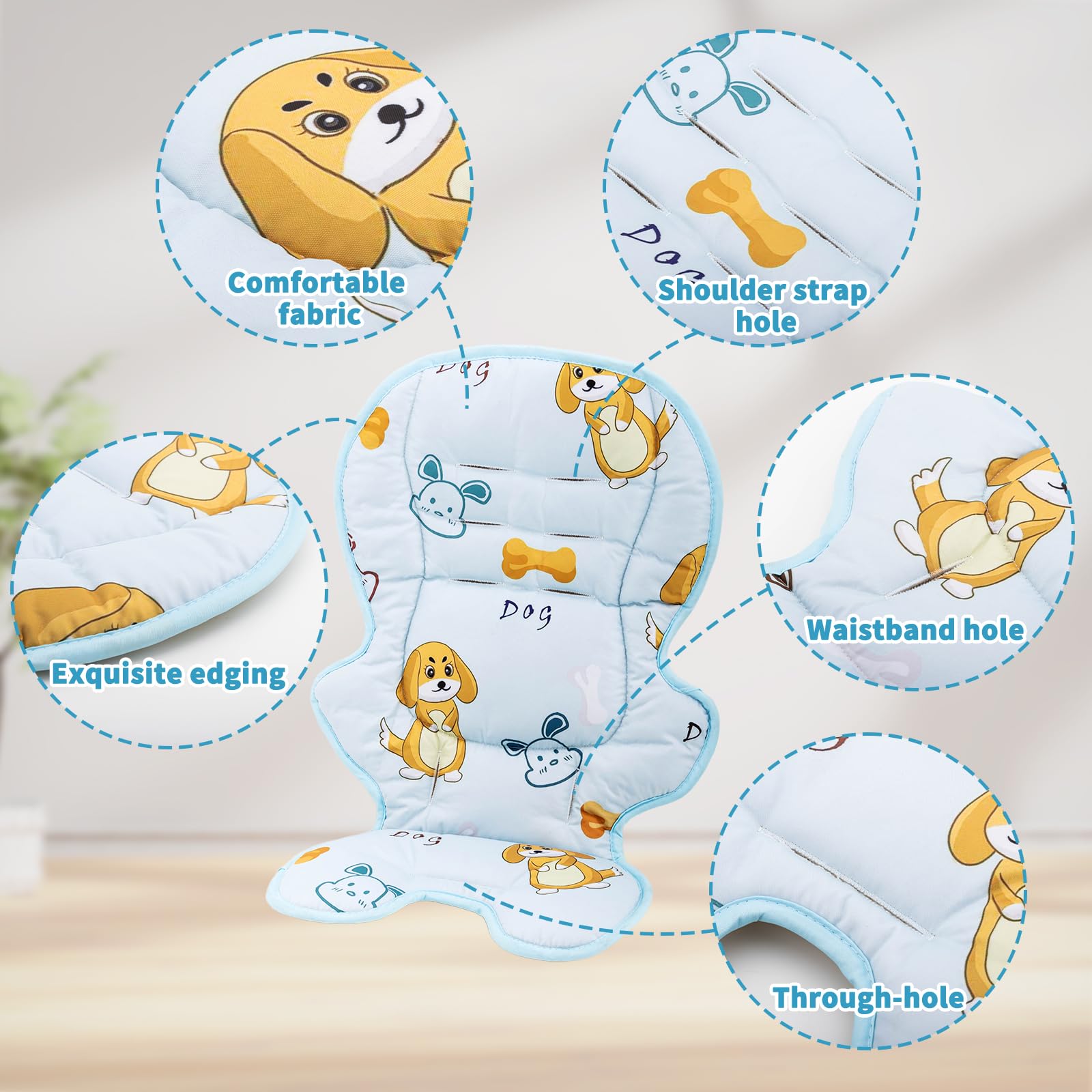 Runhike high chair cover replacement inside cotton filling adds soft cushioning.