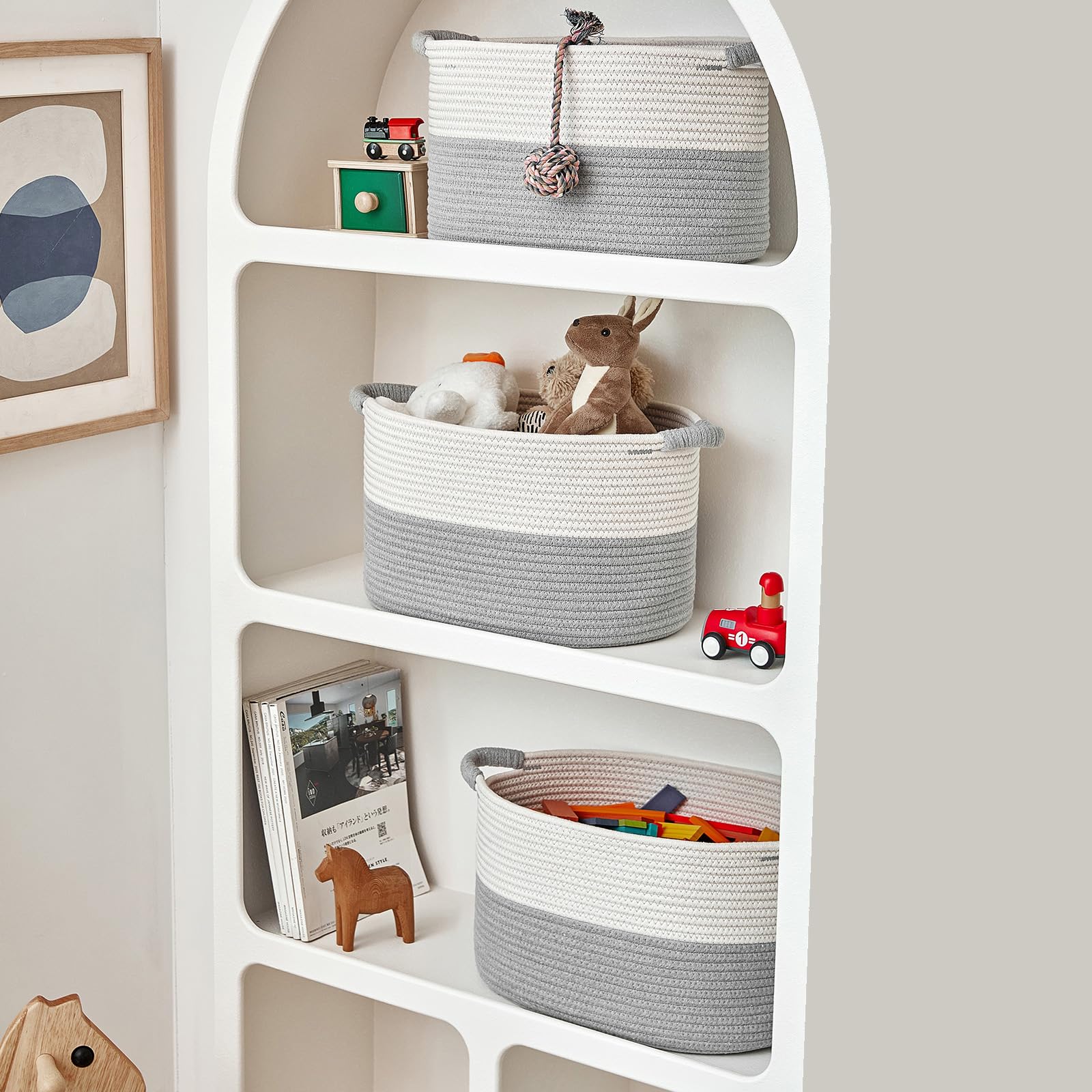 R RUNKA storage basket helps organize easily across rooms and shelves.