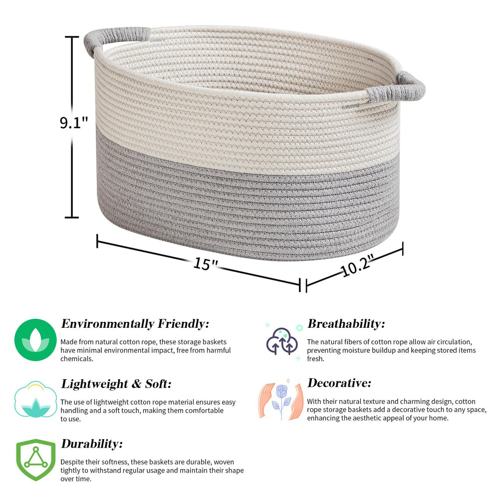 R RUNKA storage basket upgraded handles provide comfortable grip and easy transport.