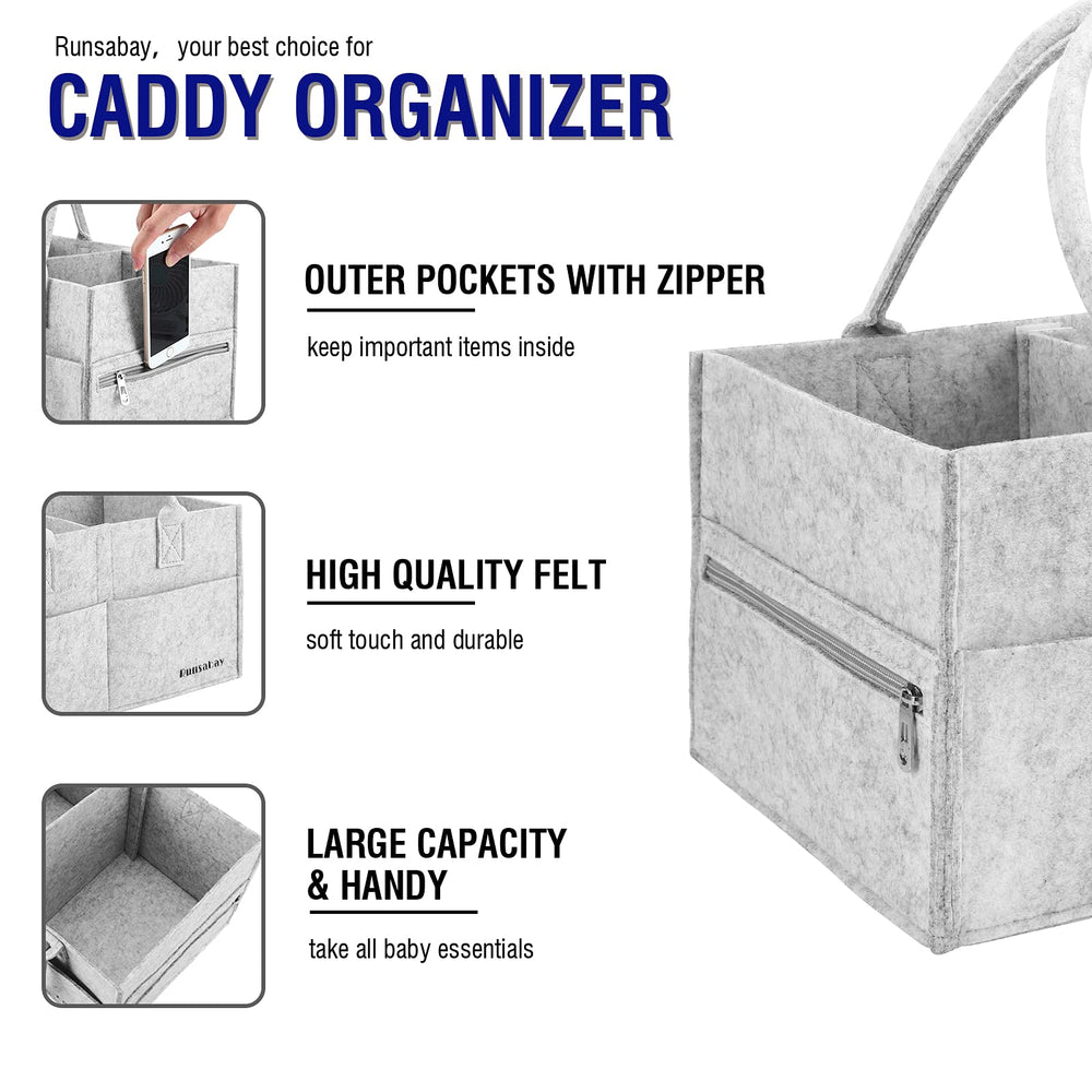 Runsabay diaper caddy open compartments for quick access to essentials.