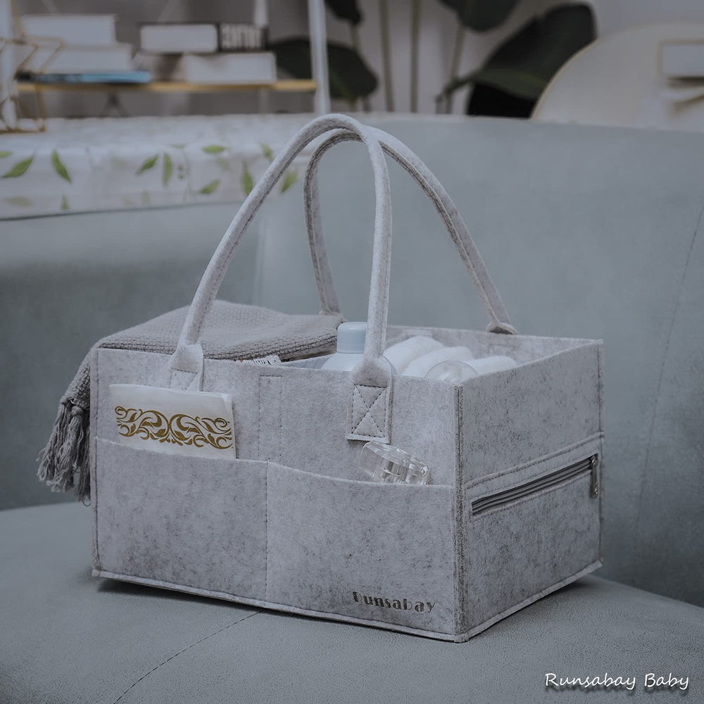 Runsabay diaper caddy made of soft, skin-friendly felt.