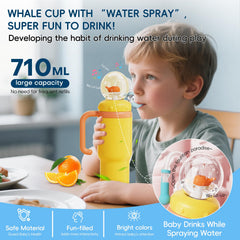RUNSUNTUN insulated whale fountain cup handle design enables easy grip for kids and adults alike
