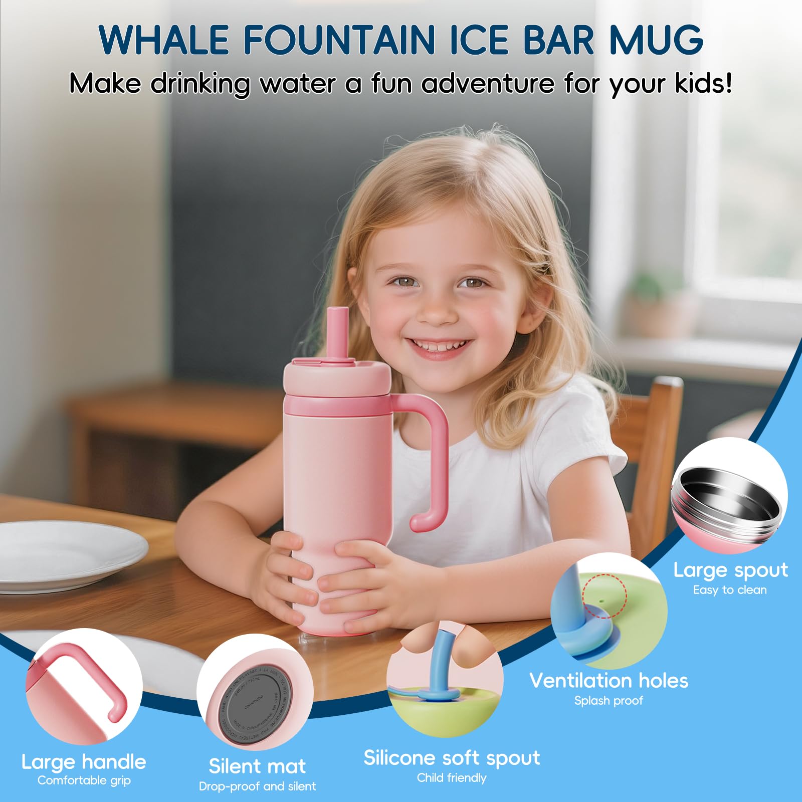 RUNSUNTUN leak-proof straw cup shows a spill-proof design for kids' daily hydration.