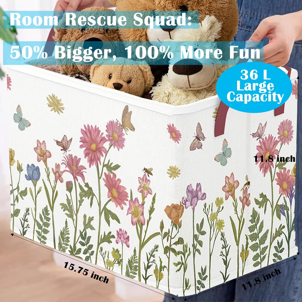 Runtoo 36L capacity fold-flat basket ready for large toy collections and closet stowage