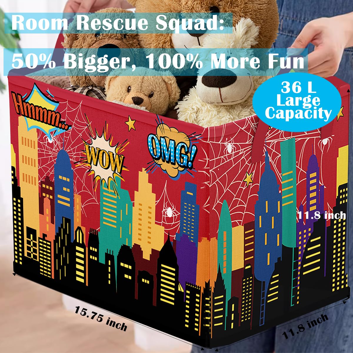 Runtoo Spider Web Nursery Basket organizing toys and books with roomy capacity.