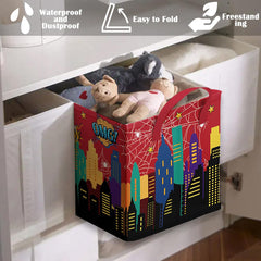 Runtoo Spider Web Nursery Basket city skyline design displayed for playful nursery decor.