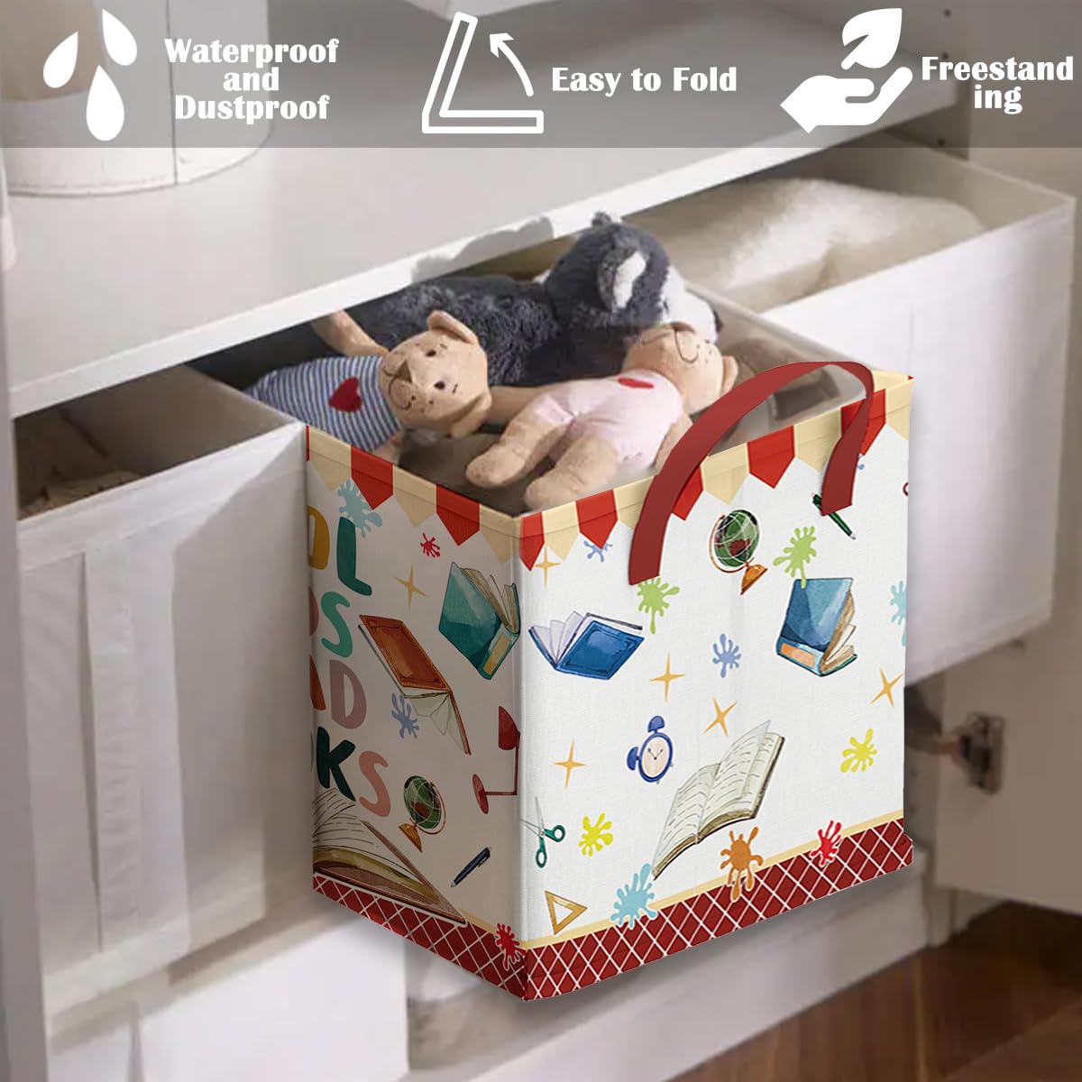Runtoo Cool Kids Read Bins folded flat for compact storage.