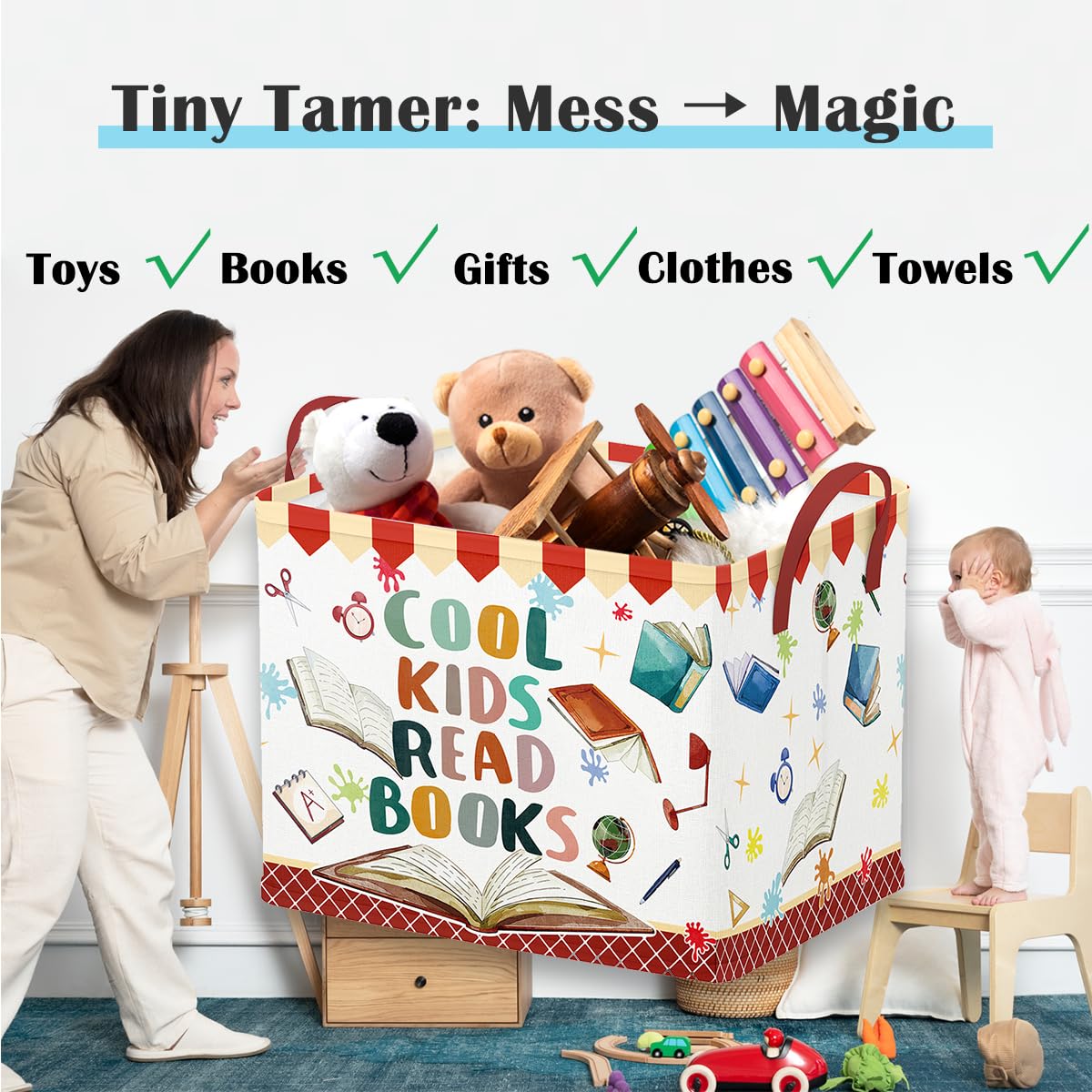 Runtoo Cool Kids Read Bins used as treasure baskets for playtime.