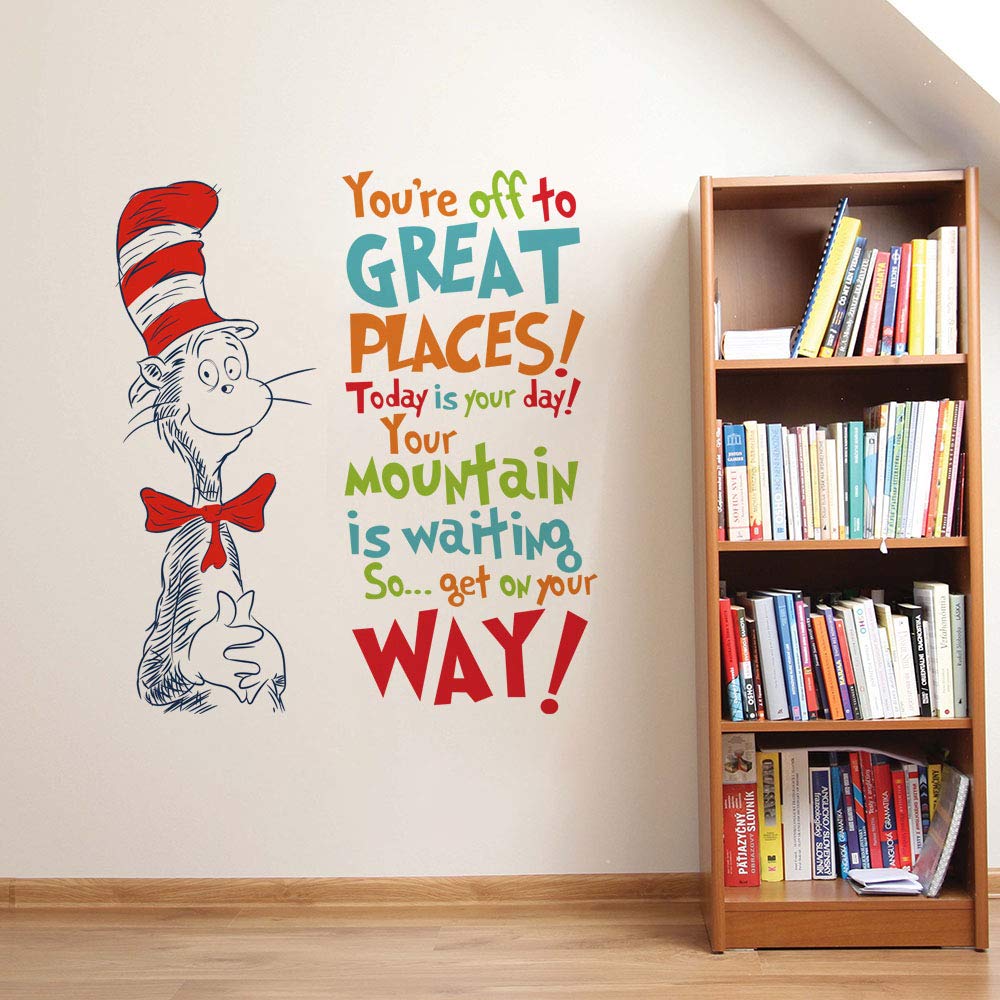 Runtoo Decalplanet Dr Seuss quotes wall sticker for kids room adds playful inspiration.