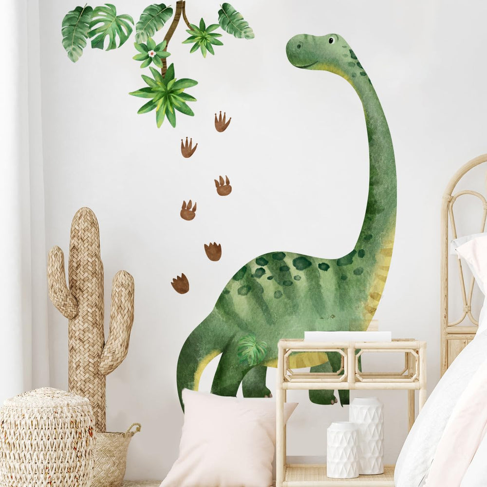 Runtoo dinosaur footprints decal adds playful texture for kids' rooms.