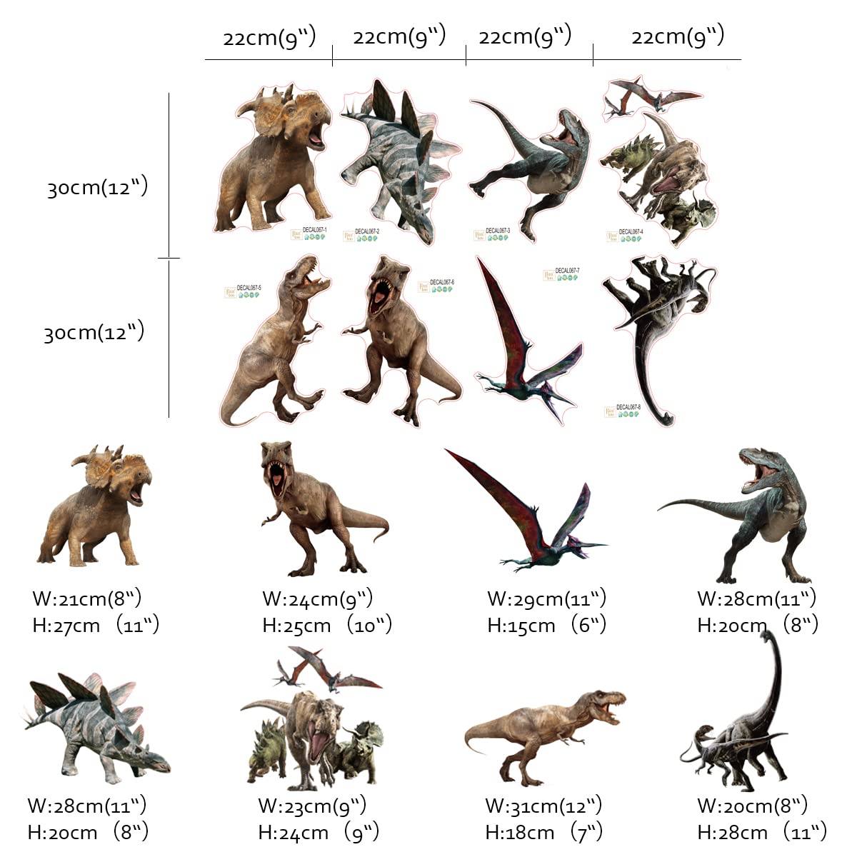 Runtoo Dinosaur wall stickers Triceratops offer friendly shapes for early learning corners