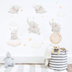 Runtoo Elephant Wall Decal in baby room adds playful charm and easy decor update.