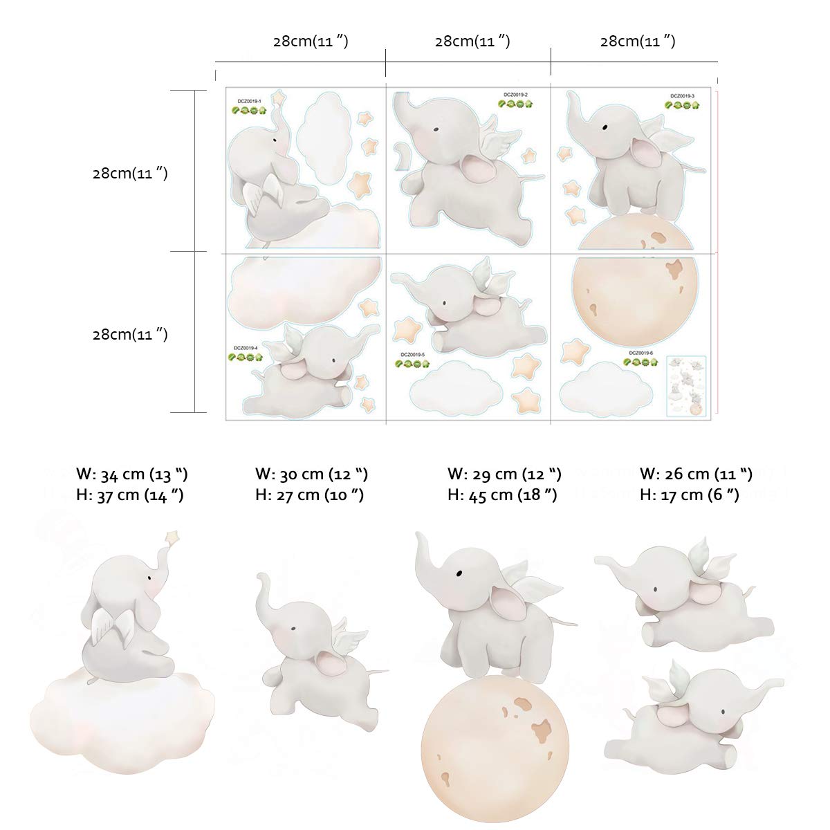 Runtoo Elephant Wall Decal easy-application helps parents refresh walls quickly.