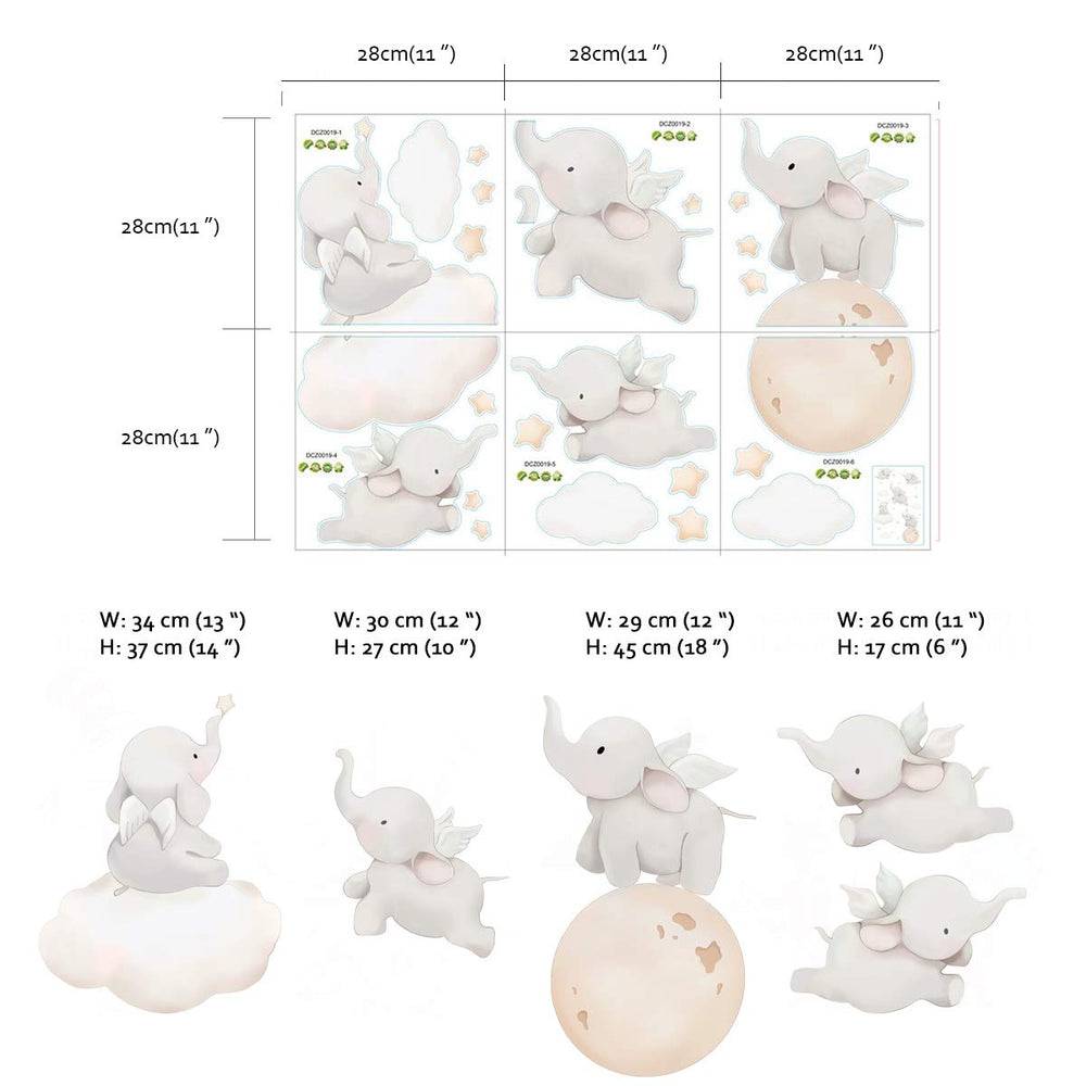 Runtoo Elephant Wall Decal easy-application helps parents refresh walls quickly.