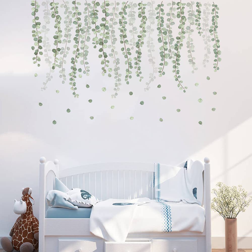 Runtoo Eucalyptus Leaves Wall Decal brings serene bedroom plant vibes