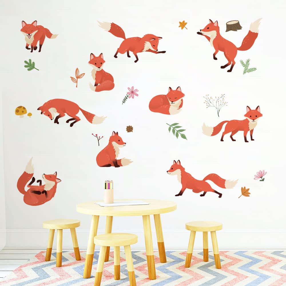 Runtoo fox wall decal forest scene brightens a nursery for imaginative play.