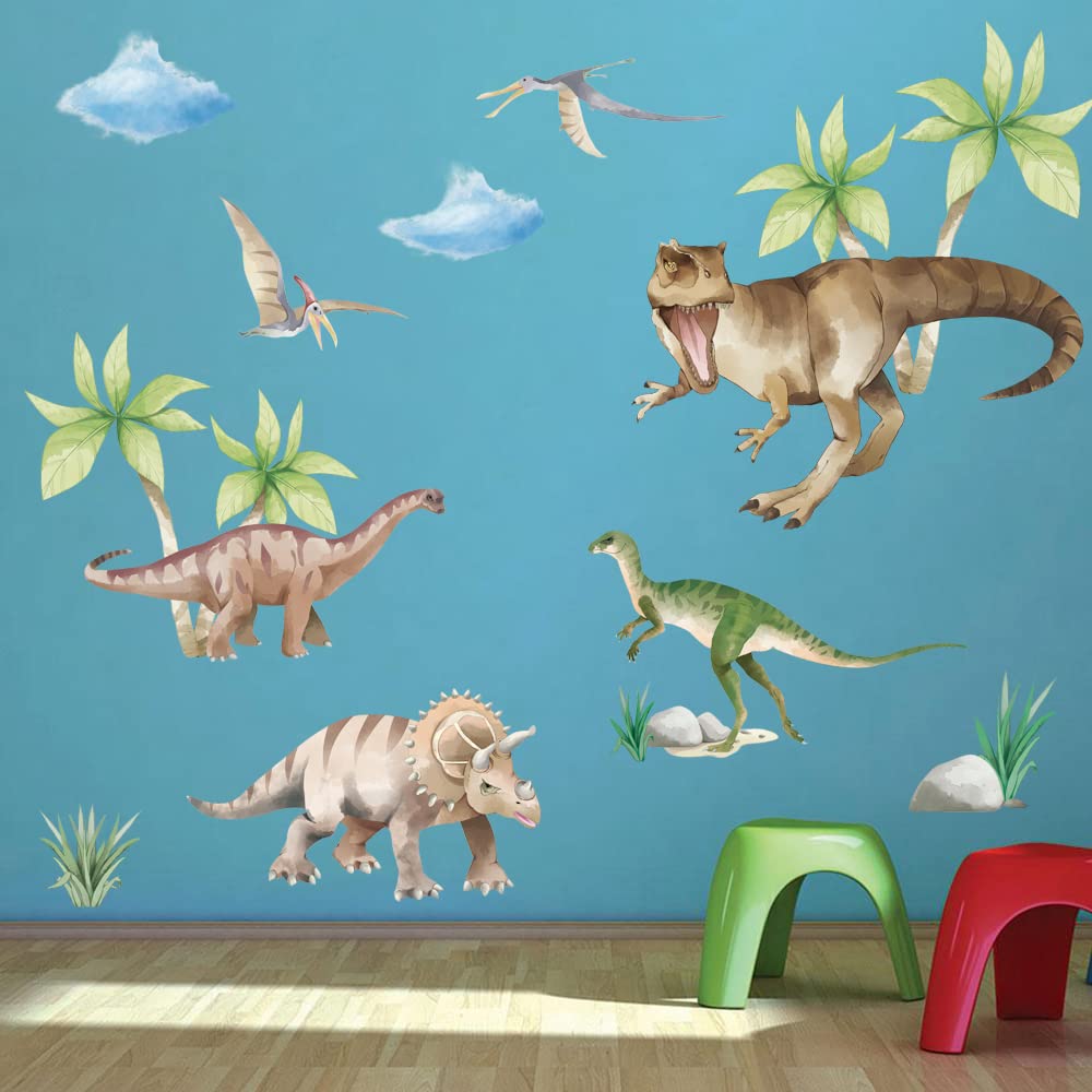 Runtoo dinosaur wall decal Triceratops adds friendly prehistoric charm