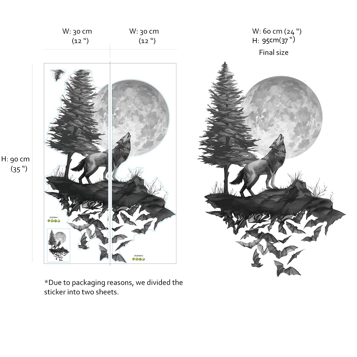 Runtoo Moon wall sticker gallery shot shows versatile layout ideas.