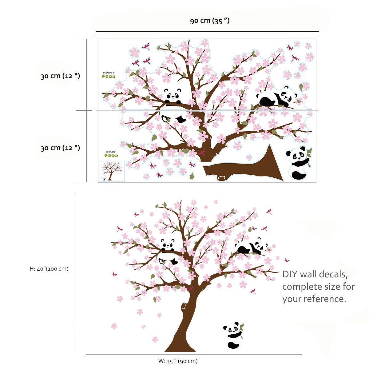 Runtoo Panda wall decal soft-pink tones suit nurseries and bedrooms for gentle color.