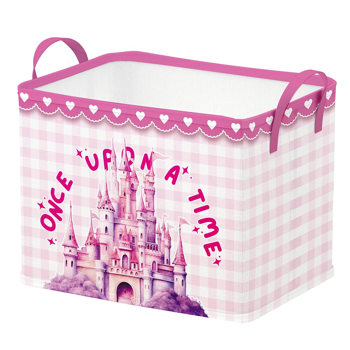 Runtoo Princess Castle baby basket close-up shows sturdy handles for easy toy cleanup