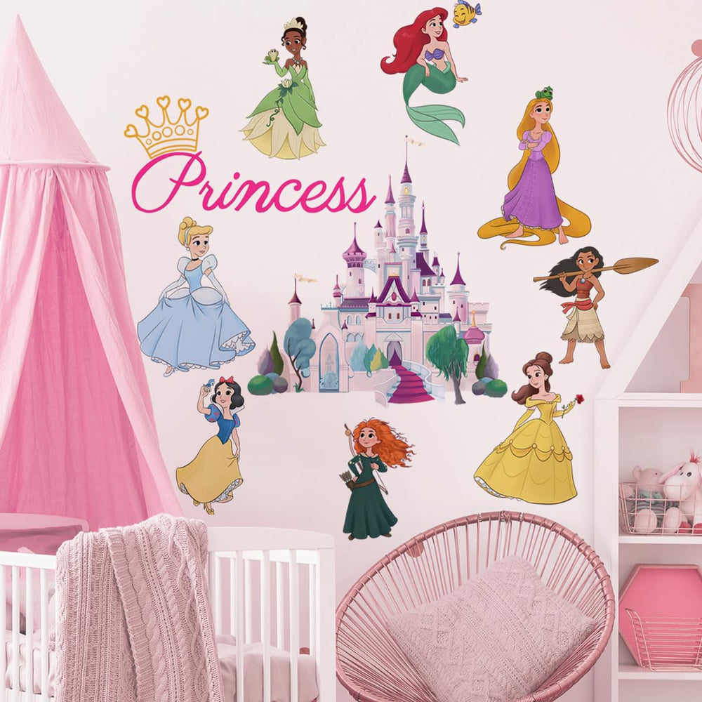 Runtoo princess wall decals with castle designs create magical bedroom focal point for kids