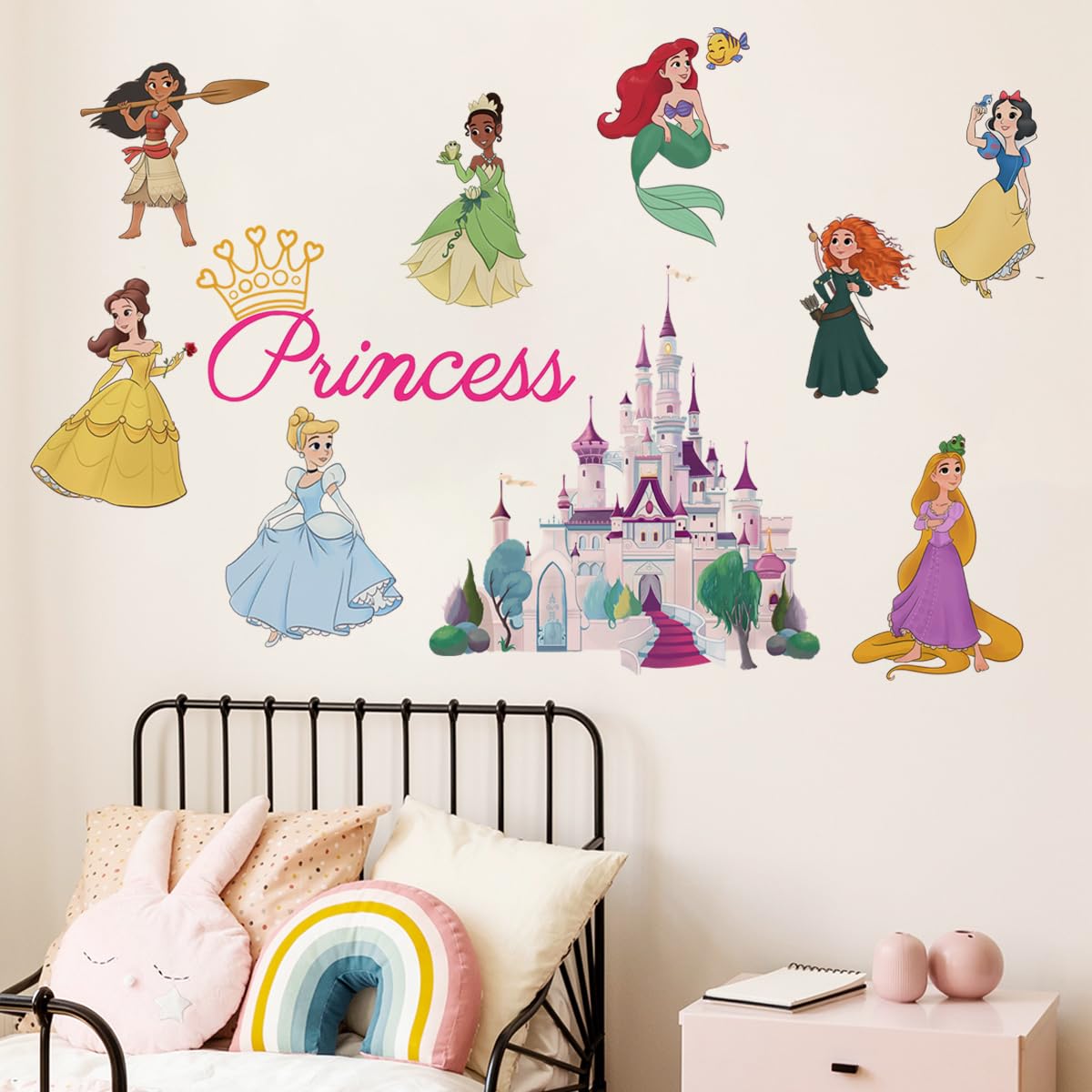Runtoo princess wall decals crown designs highlight royal accents and quick room updates