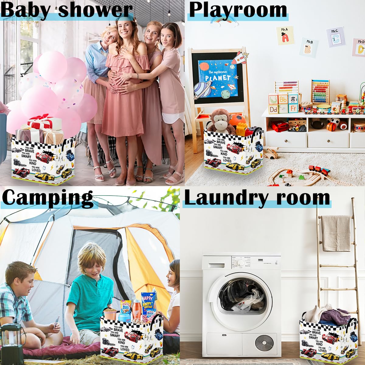 Runtoo race car nursery decor doubles as toy box or laundry hamper