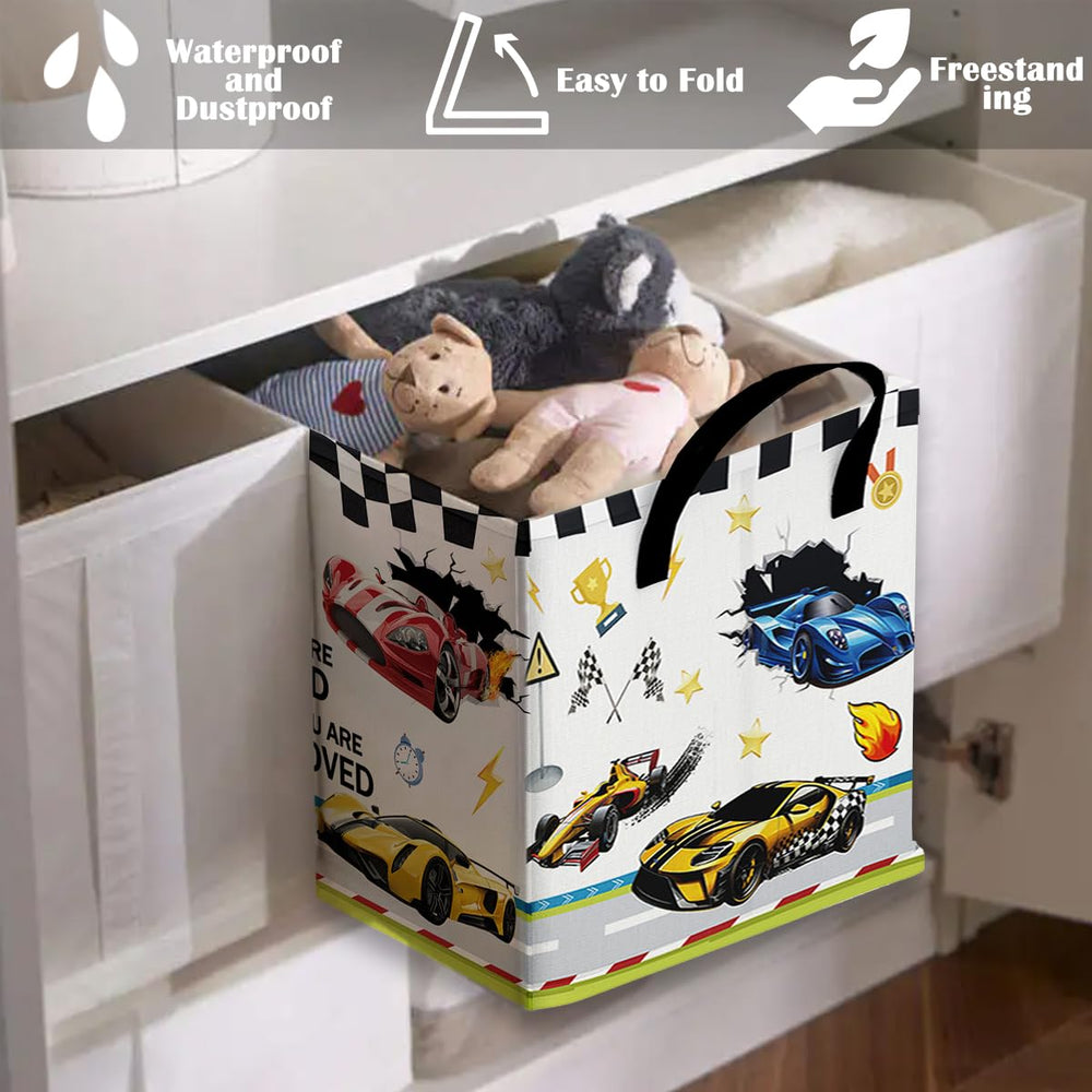 Runtoo race car storage bin 36L capacity for organized toys and towels