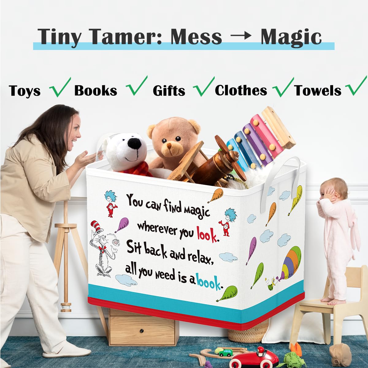 Runtoo Read Bin makes a thoughtful nursery or dorm room gift idea.