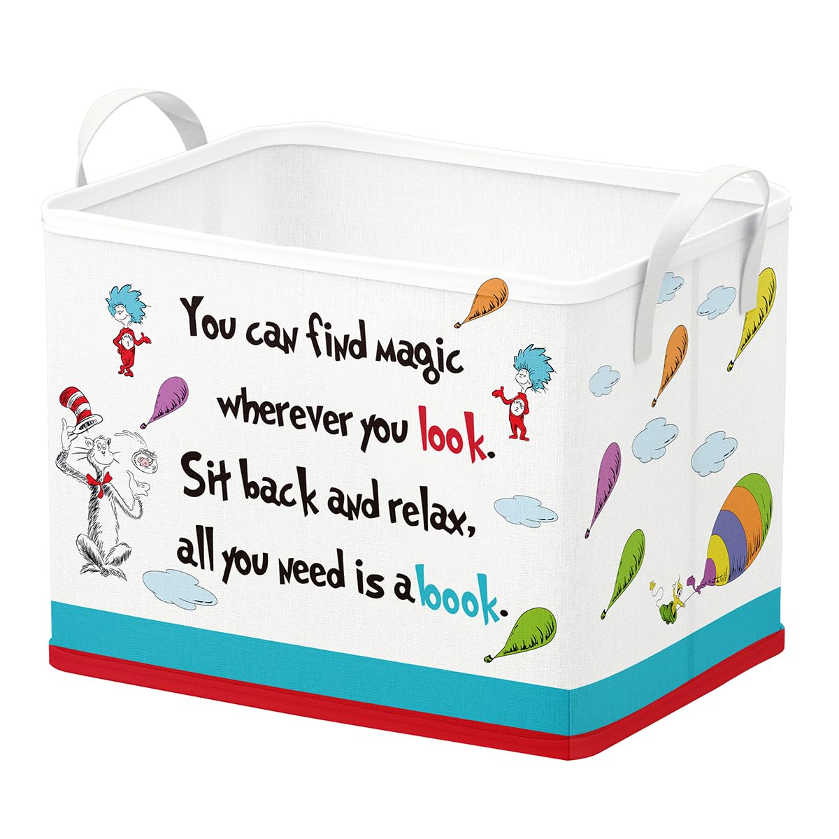 Runtoo Read Book Bin with balloon quote design boosts imaginative reading sessions for kids.