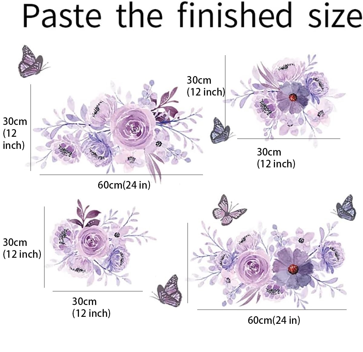 Runtoo removable wall decal peony butterflies can be moved to nursery or kids rooms without damage