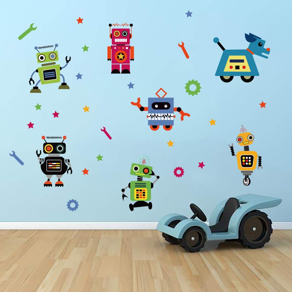 Runtoo Robots wall decal educational icons set supports quick concept references on walls
