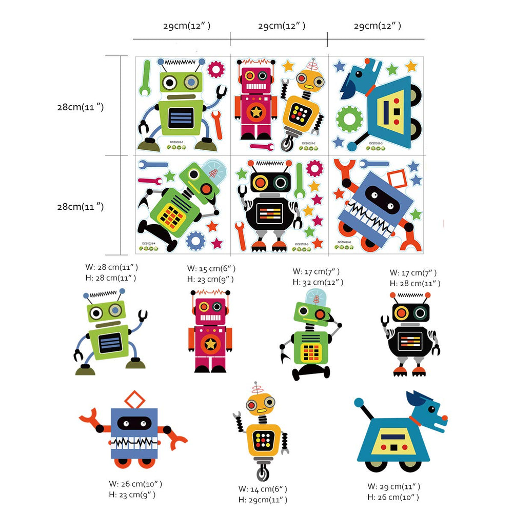 Runtoo Robots wall decal friendly robot characters create welcoming learning corners