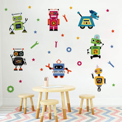 Runtoo Robots wall decal kids room colorful robots spark imagination and study friendly decor
