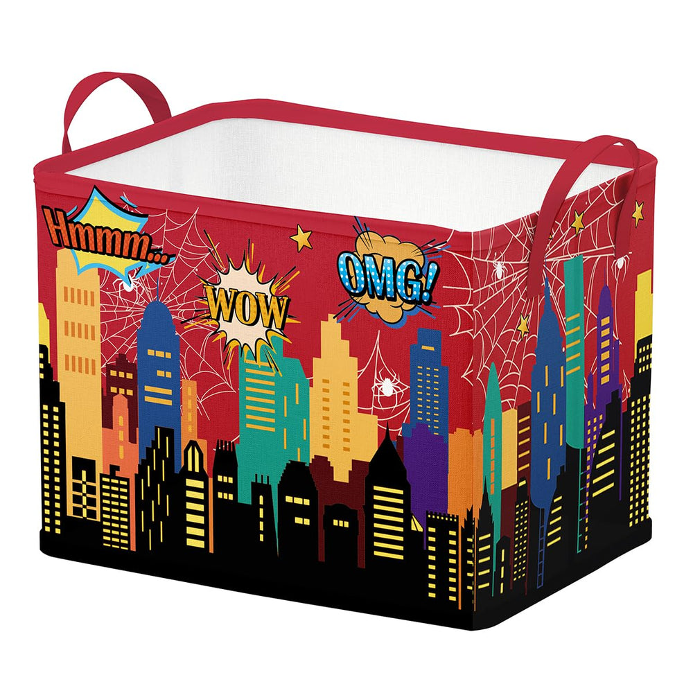 Runtoo Spider Web Nursery Basket front view with upright stand for quick toy storage.
