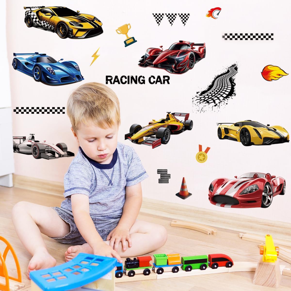 Runtoo wall decals application-ready sheet shows quick peel-and-stick installation.