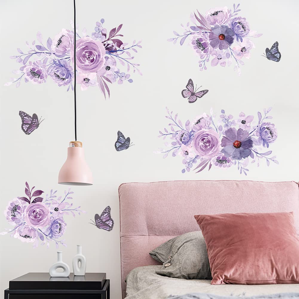 Runtoo watercolor peonies with butterflies wall sticker creates soft artistic ambiance in living spaces
