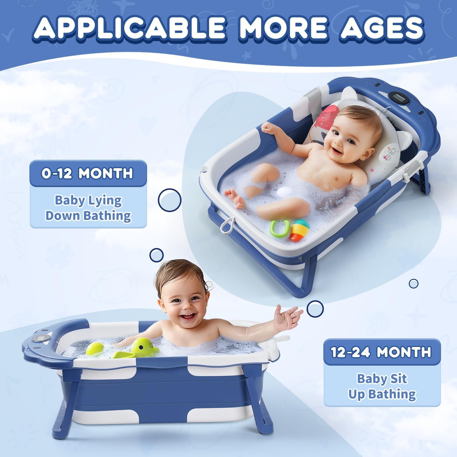 RURING Baby Bathtub travel-ready setup for hotel baths
