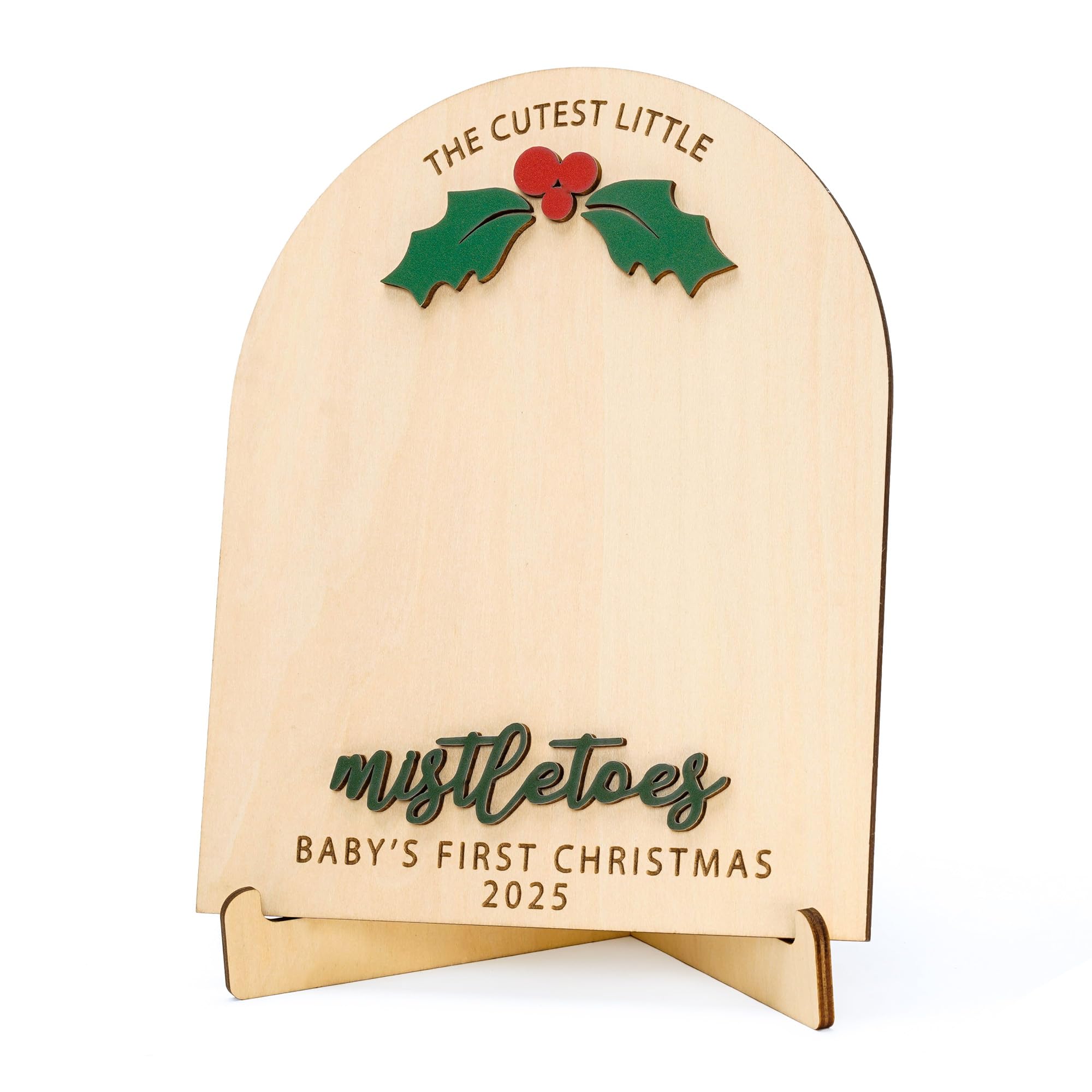 RUSATEN Baby Footprint Kit holly design closeup highlights festive detail for a personalized ornament.