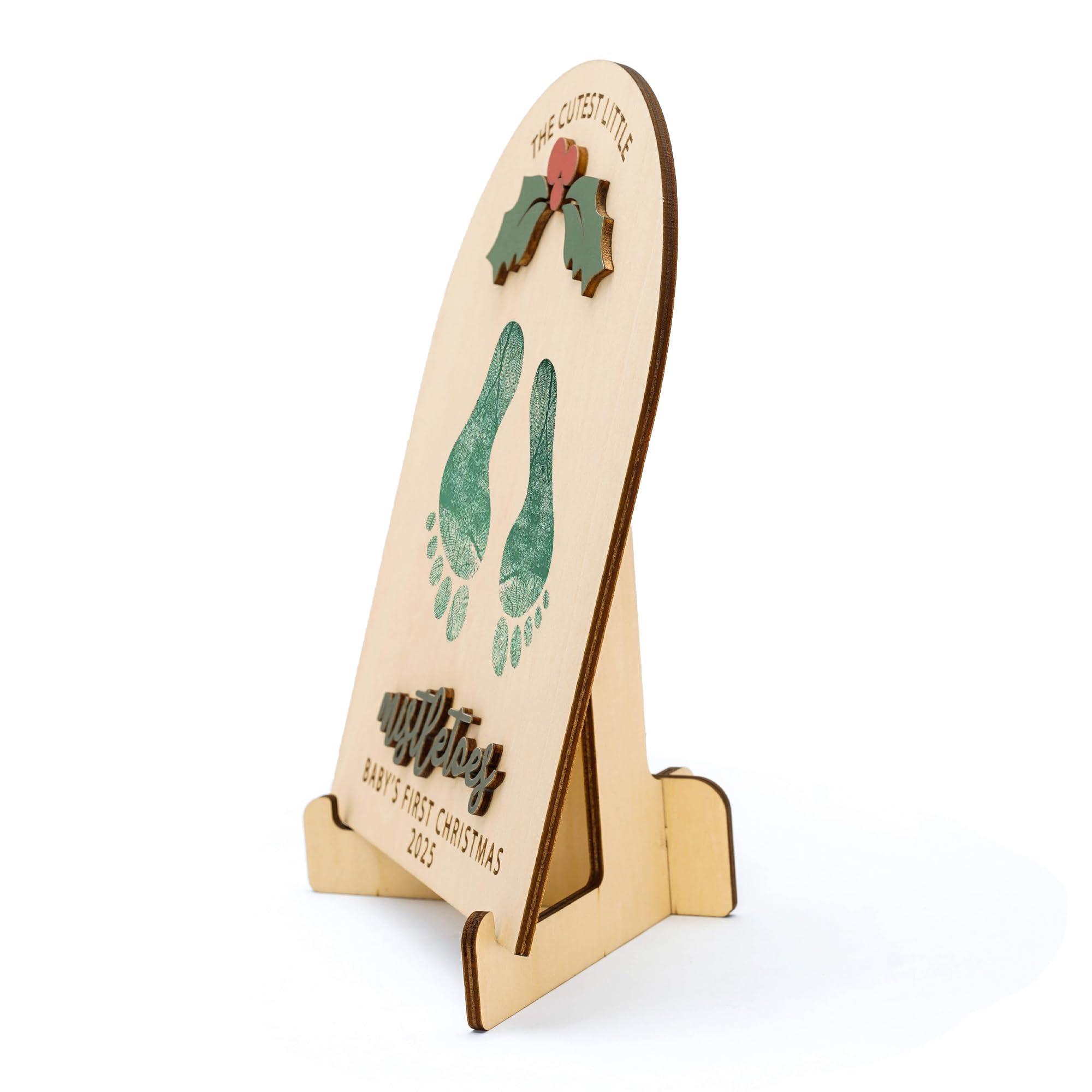 RUSATEN Baby Footprint Kit wood-material features a sturdy panel ready for paint or ink.