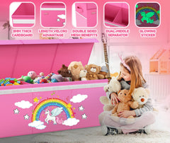 RUTIFUN XL Unicorn Toy Box removable dividers customize compartments
