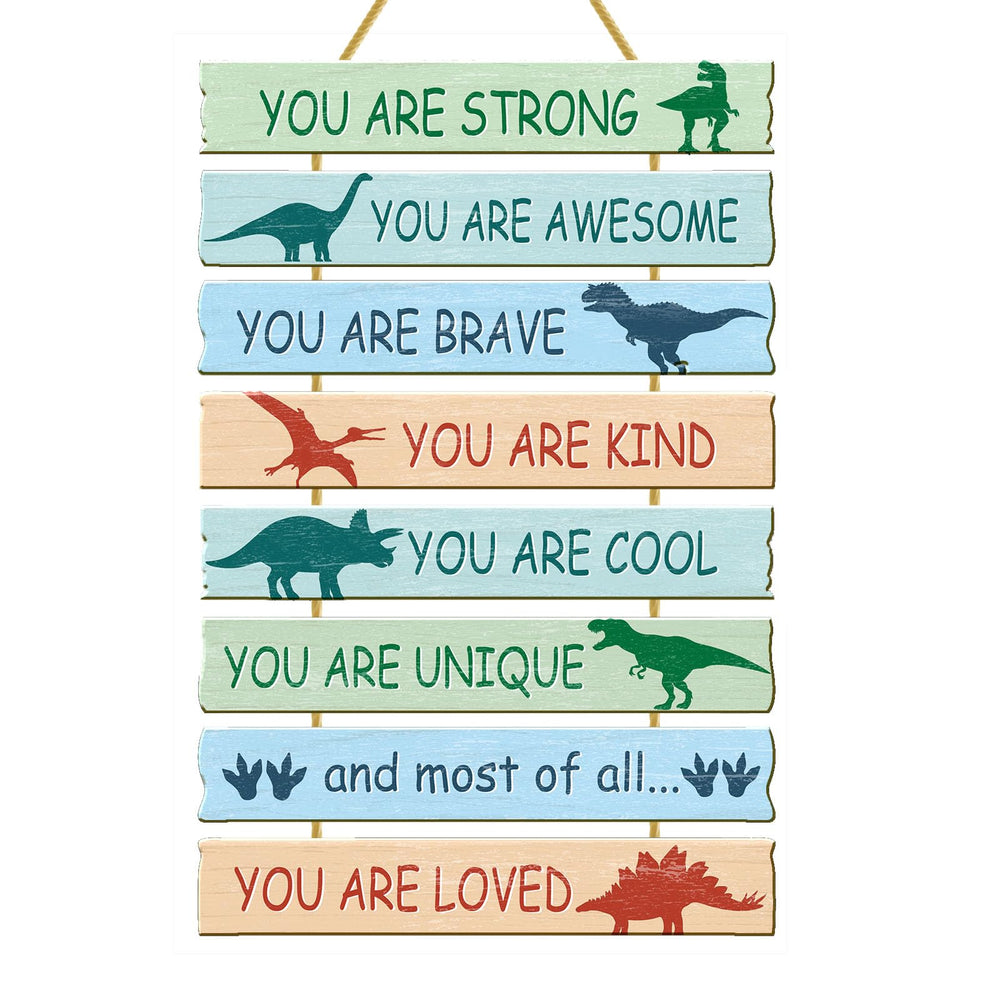 Rutiyoka dinosaur room decor eight-piece wood sign ready to hang for kid-friendly wall art